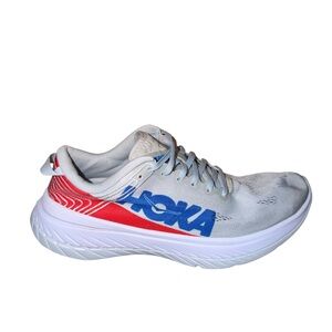 Women’s Hoka carbon X White and Red Athletic Sneakers size 10